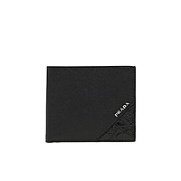 [스페셜오더]PRADA-2MO513 프라다 블랙 사피아노가죽 인타르시아 블루/레드 장식 반지갑