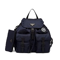 [스페셜오더]PRADA-1BZ811 프라다 블랙나일론&그레이 사피아노 가죽 파우치 백팩