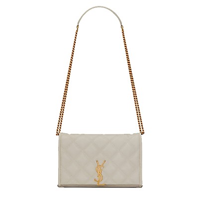 [스페셜오더]SAINT LAURENT-585031 생 로랑 화이트 다이아몬드 퀼팅 Becky 체인 WOC