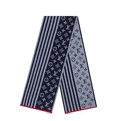 LOUIS VUITTON-M76025 루이비통 네이비 모노그램 스트라이프 니트 스카프
