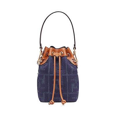 [스페셜오더]FENDI-8BS010 펜디 블루 글레이즈드 캔버스 스몰 몬트레조 버킷 백