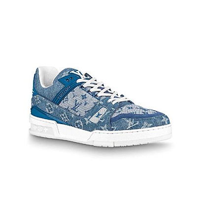 LOUIS VUITTON-1ADHUS 루이비통 블루 LV 트레이너 스니커즈 남여공용