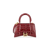 [스페셜오더]BALENCIAGA-592833 발렌시아가 블랙 크로커다일 아워글래스 탑 핸들 백 XS