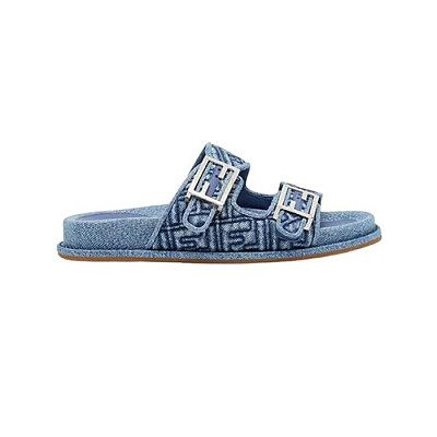 FENDI-8X8710 펜디 라이트 브라운 가죽 밍크 펜디 필 슬라이드 여성용