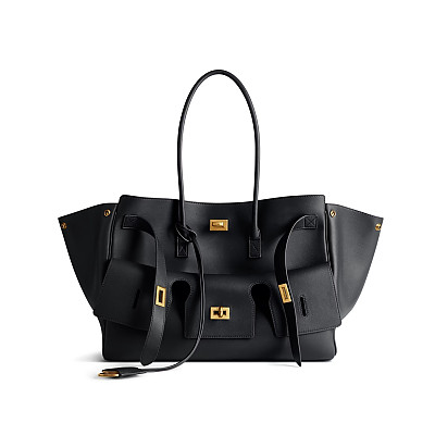 BALENCIAGA-발렌시아가 블랙 골드 벨 에어 미디엄 캐리 올 백 37cm - 8054812ABAV1000