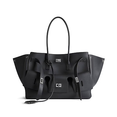 BALENCIAGA-발렌시아가 블랙 실버 벨 에어 미디엄 캐리 올 백 37cm - 8054812ABAW1000