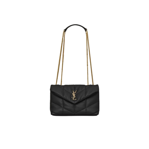 SAINT LAURENT-759337 생 로랑 블랙/골드 양가죽 puffer 토이