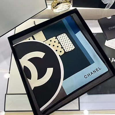 CHANEL-02204 샤넬 블루 실크 스카프