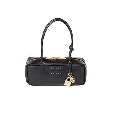 MIUMIU-5BB173 미우미우 블랙 송아지 가죽 보 백