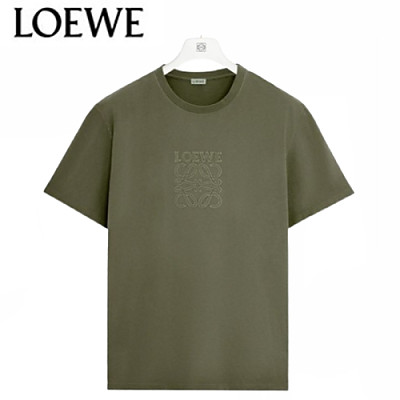 LOEWE-03178 로에베 카키 아플리케 장식 티셔츠 남여공용