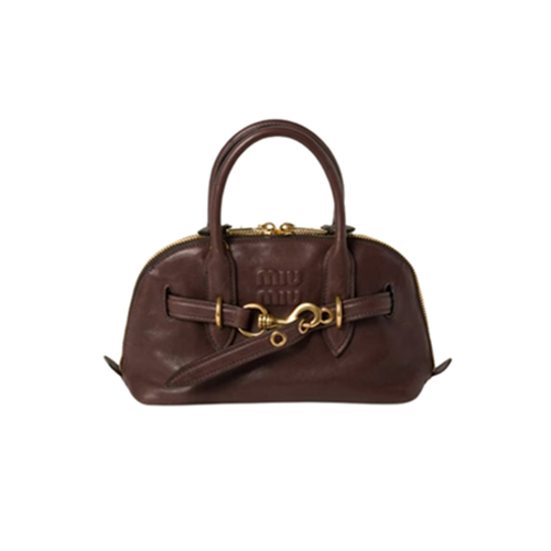 MIUMIU-5BB169 미우미우 브라운 아방뛰르 나파 가죽 스몰 탑 핸들 백