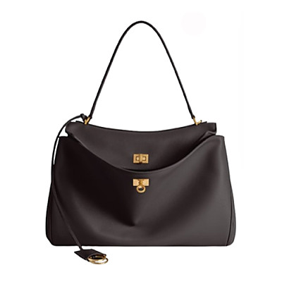 BALENCIAGA-789772 발렌시아가 브라운 금장 로데오 미디엄 핸드백