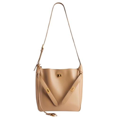 BALENCIAGA-811018 발렌시아가 베이지/금장 벨 에어 스몰 호보백