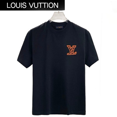 LOUIS VUITTON-03274 루이비통 블랙 LV 시그니처 아플리케 장식 티셔츠 남여공용
