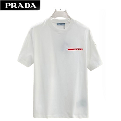PRADA-03275 프라다 화이트 트라이앵글 로고 티셔츠 남여공용