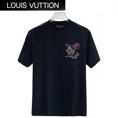 LOUIS VUITTON-032713 루이비통 블랙 LV 시그니처 프린트 장식 티셔츠 남여공용