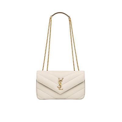 SAINT LAURENT-801437 생 로랑 화이트 마틀라세 램스킨 loulou 스몰백