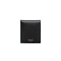 [스페셜오더]PRADA-2MO513 프라다 블랙 사피아노가죽 인타르시아 블루/레드 장식 반지갑