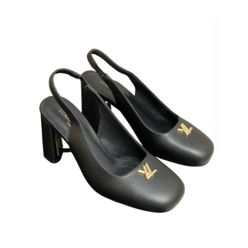 LOUIS VUITTON-1AGUH0 루이비통 블랙 송아지 가죽 스윙 슬링백 펌프스