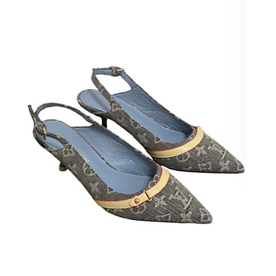 LOUIS VUITTON-1AGZH6 루이비통 그레이 모노그램 데님 6AM 슬링백 펌프스