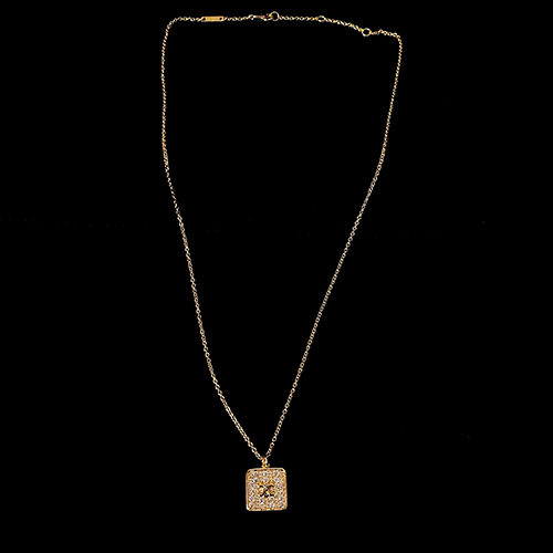 CELINE-5031 셀린느 골드 크리스탈 장식 스퀘어 목걸이