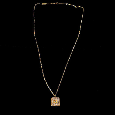CELINE-5031 셀린느 골드 크리스탈 장식 스퀘어 목걸이