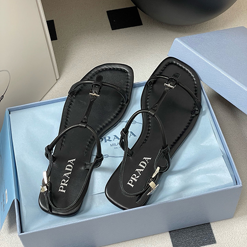 PRADA-04241 프라다 블랙 송아지 가죽 샌들 여성용