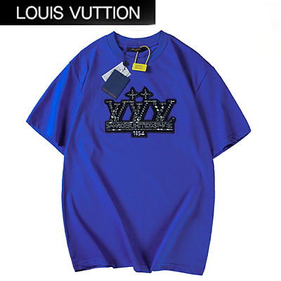 LOUIS VUITTON-05069 루이비통 블루 아플리케 장식 티셔츠 남여공용