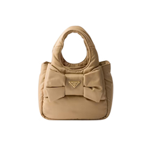 PRADA-1BA359 프라다 베이지 리본 장식 패딩 리나일론 미니백