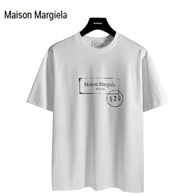 Maison Margiela-05176 메종 화이트 프린트 장식 티셔츠 남여공용