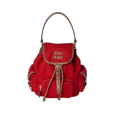 MIUMIU-5BZ043 미우미우 레드 캔버스 가죽 백팩 스몰