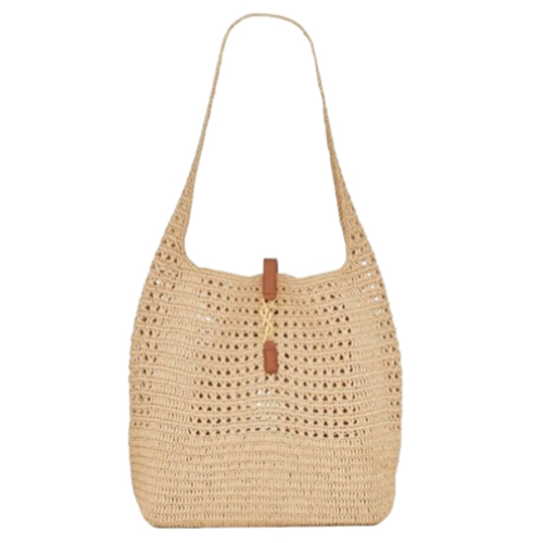 SAINT LAURENT-690941 생 로랑 내추럴 크로쉐 스무스 가죽 라피아 호보백