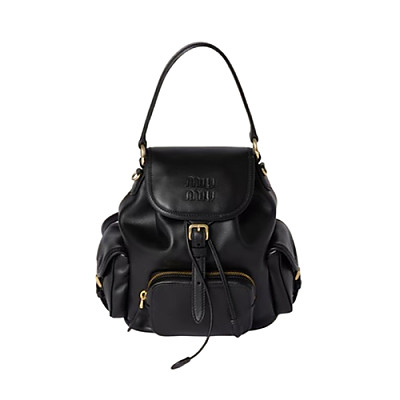 MIUMIU-5BZ043 미우미우 블랙 송아지 가죽 백팩 스몰