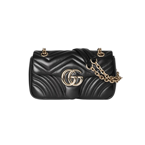 GUCCI-837280 1000 구찌 블랙 가죽 GG 마몽 스몰 숄더백