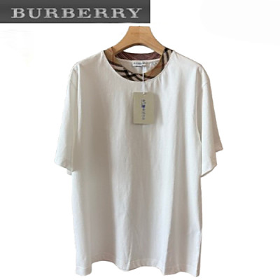 BURBERRY-06032 버버리 화이트 체크 디테일 티셔츠 남여공용