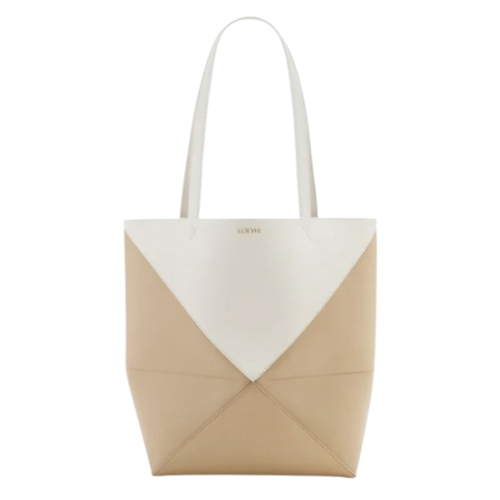 LOEWE-A657G5 로에베 화이트/베이지 미디엄 퍼즐 폴드 토트