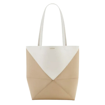 LOEWE-A657G5 로에베 화이트/베이지 미디엄 퍼즐 폴드 토트
