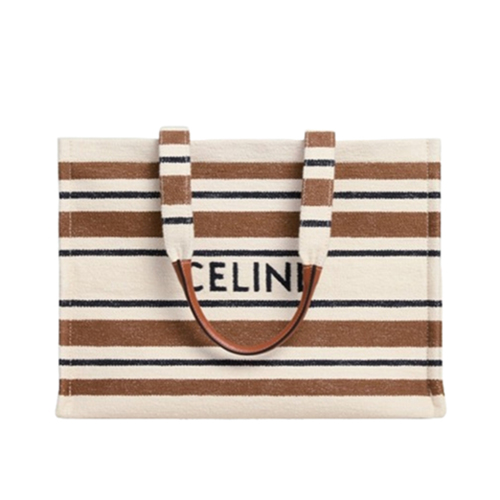 CELINE-196762 셀린느 브라운 스트라이프 텍스타일 라지 타이스 카바스