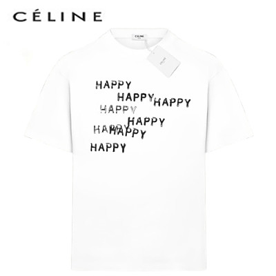 CELINE-06094 셀린느 화이트 프린트 장식 티셔츠 남여공용