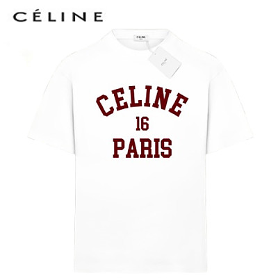 CELINE-06096 셀린느 화이트 프린트 장식 티셔츠 남여공용