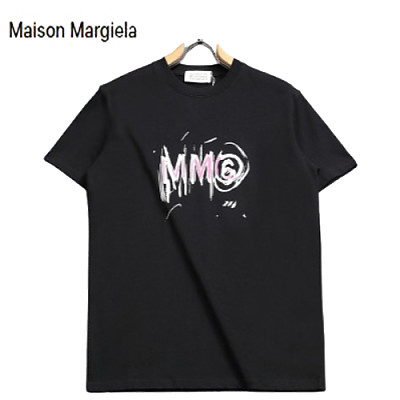 Maison Margiela-060910 메종 블랙 프린트 장식 티셔츠 남여공용