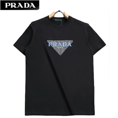 PRADA-060914 프라다 블랙 프린트 장식 티셔츠 남여공용