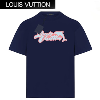 LOUIS VUITTON-06095 루이비통 네이비 프린트 장식 티셔츠 남여공용