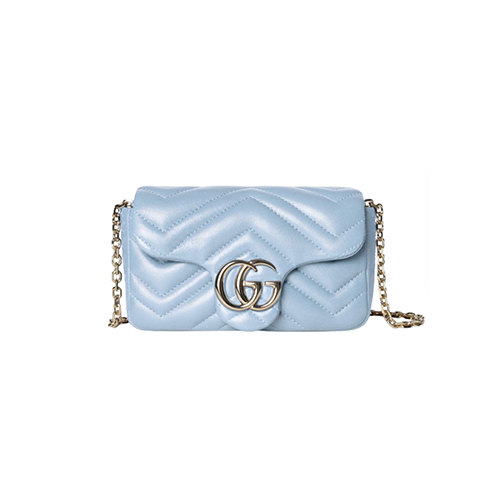 GUCCI-841290 4928 구찌 라이트 블루 가죽 GG 마몽 미니 숄더백