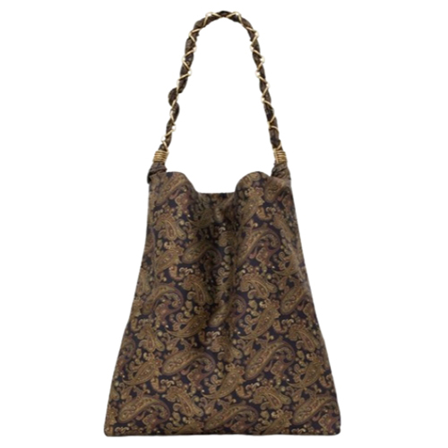 SAINT LAURENT-834750 생 로랑 브라운 실크 트윌 AMALIA 백