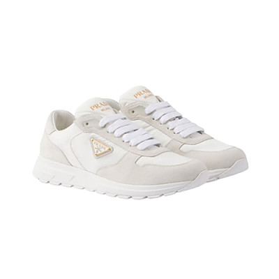PRADA-1E921N 프라다 화이트 프랙스 2.0 리나일론 스웨이드 스니커즈 여성용