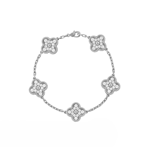 VAN CLEEF ARPELS-VCARA4 반클리프 실버 다이아몬드 빈티지 알함브라 브레이슬릿