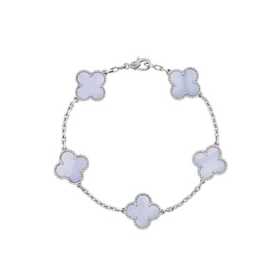 VAN CLEEF ARPELS-VCARD3 반클리프 실버/라이트 블루 빈티지 알함브라 브레이슬릿
