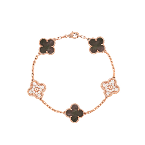 VAN CLEEF ARPELS-VCARP2 반클리프 로즈 골드/블랙 다이아몬드 빈티지 알함브라 브레이슬릿