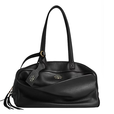 BALENCIAGA-826425 발렌시아가 블랙 카프스킨 미디엄 캐리 볼링백